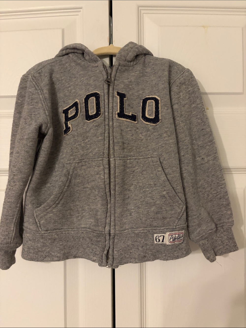 Polo by Ralph Lauren Kids Gray Hooded Zip Sweatshirt with POLO Letters 3T